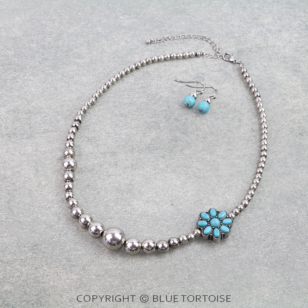 Western Flower Stone Necklace Set