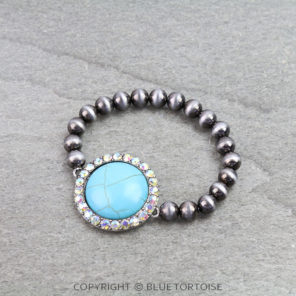 Western Round Stone Stretch Bracelet