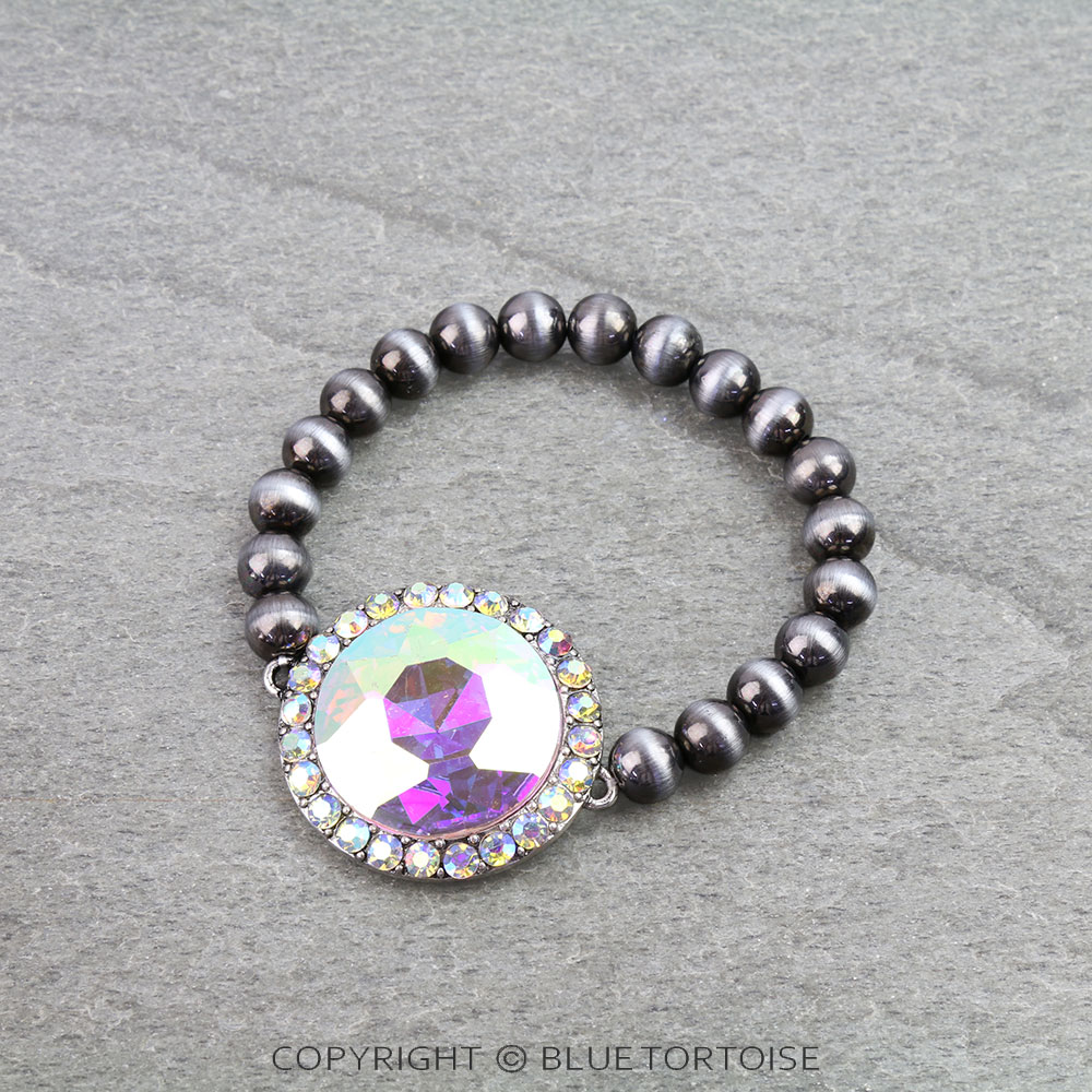 Western Round Stone Stretch Bracelet