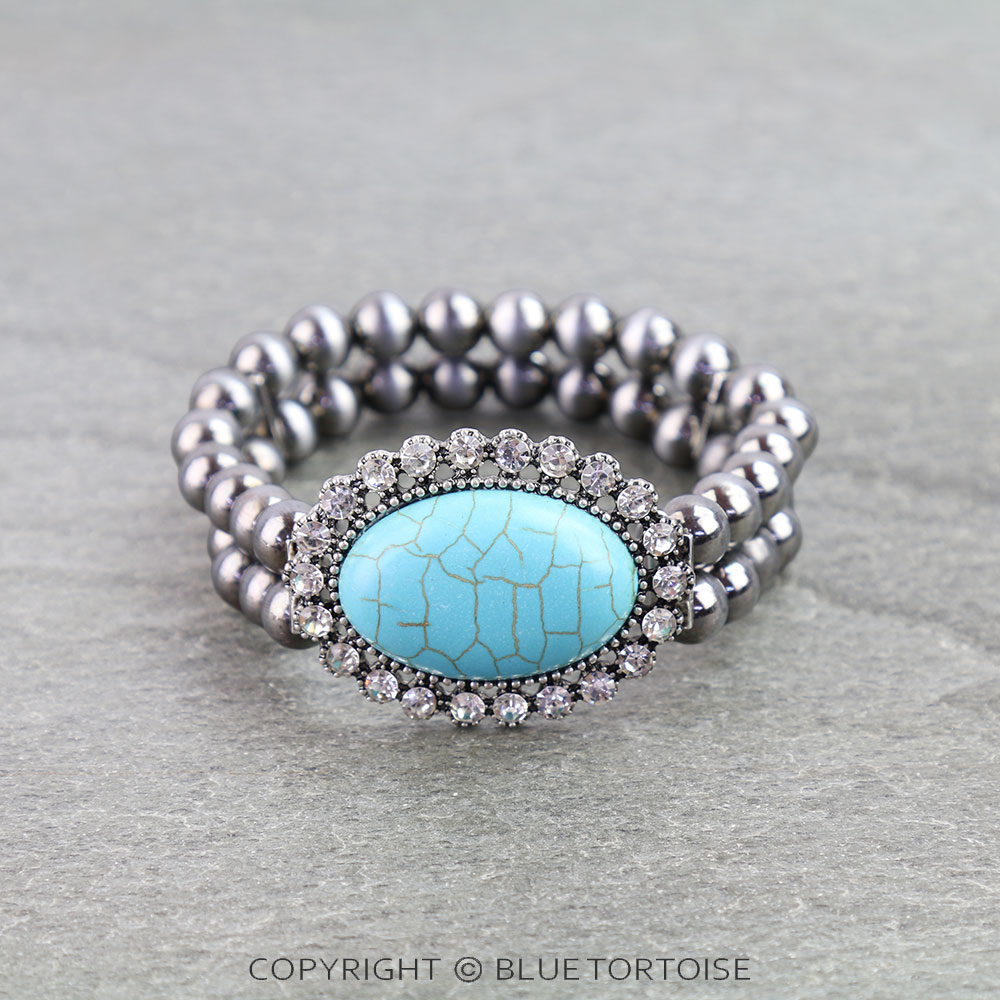 Western Oval Stone Stretch Bracelet