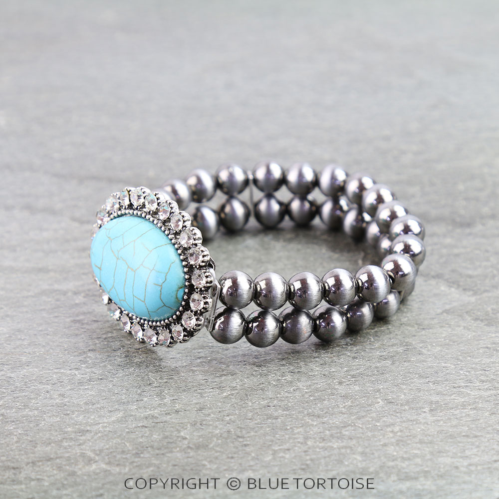 Western Oval Stone Stretch Bracelet - Image 2