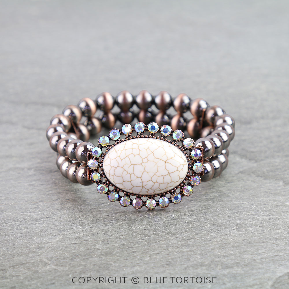 Western Oval Stone Stretch Bracelet