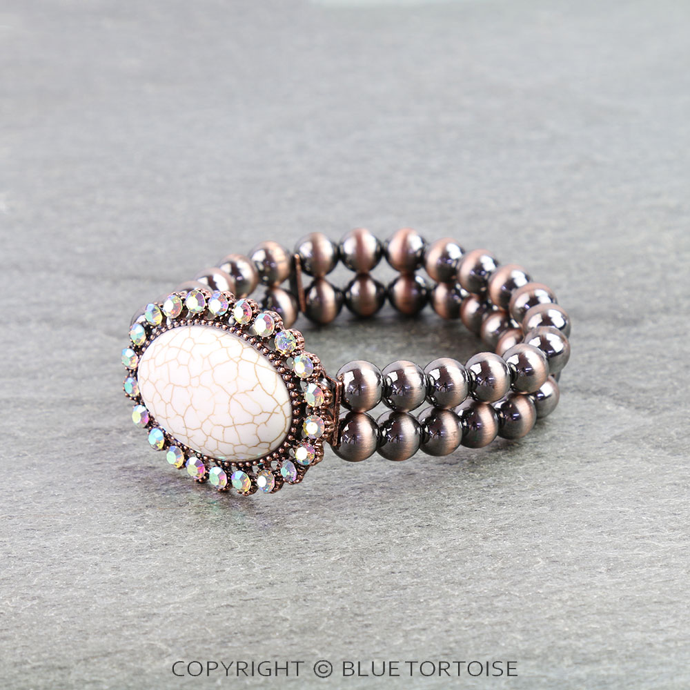 Western Oval Stone Stretch Bracelet - Image 2