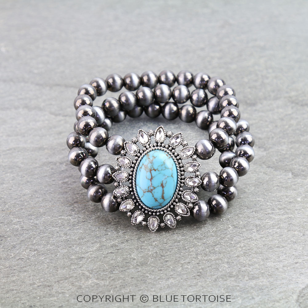 Western Concho Stone Stretch Bracelet