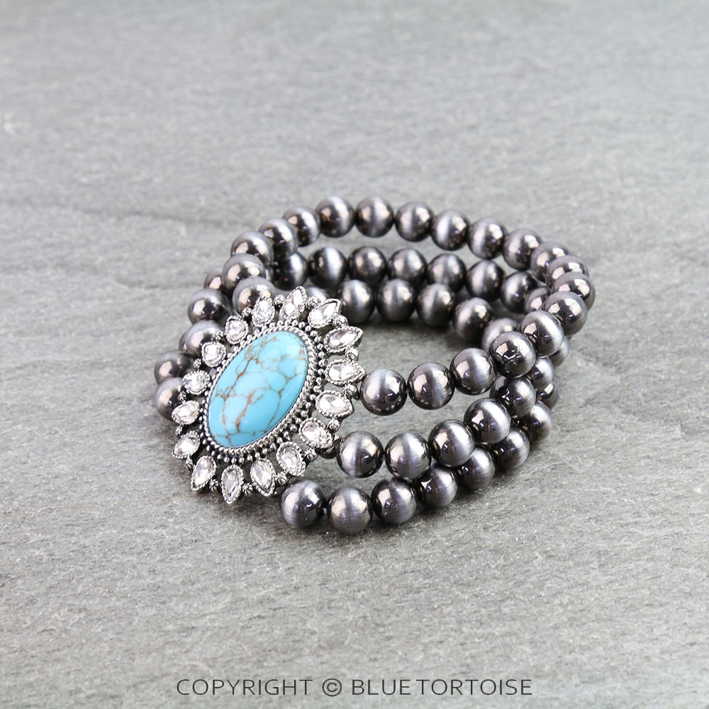 Western Concho Stone Stretch Bracelet - Image 2