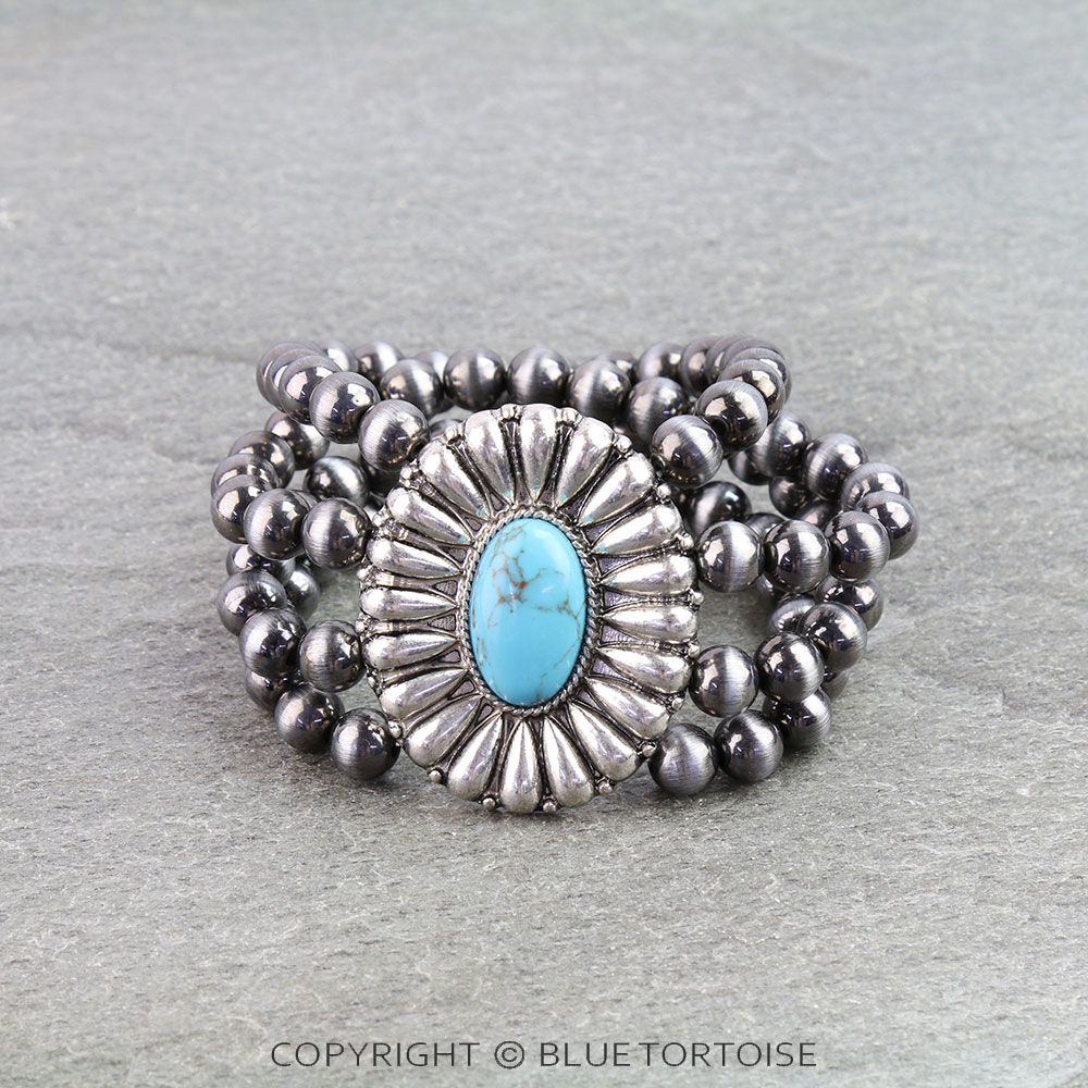 Western Concho Stone Stretch Bracelet