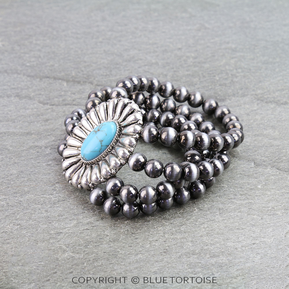 Western Concho Stone Stretch Bracelet - Image 2