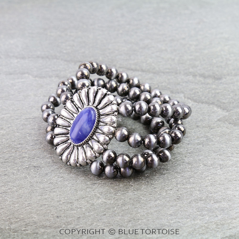 Western Concho Stone Stretch Bracelet - Image 2