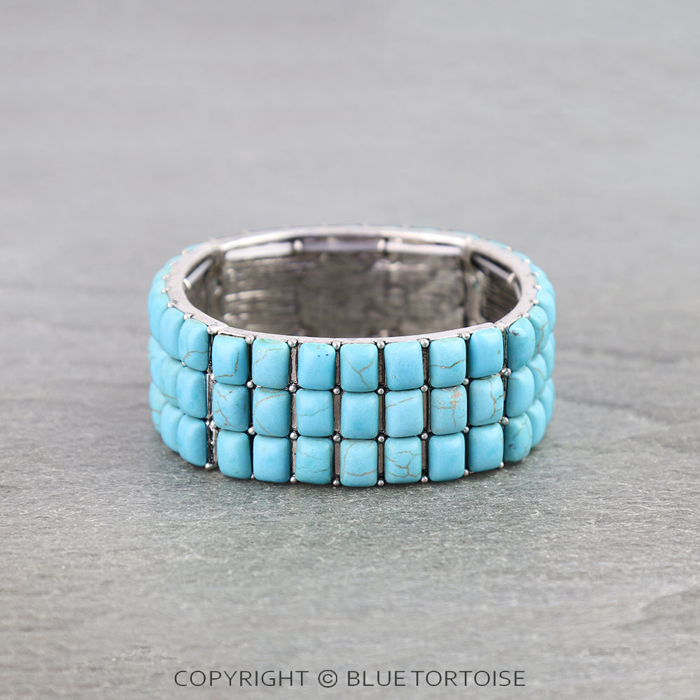Western Rectangle Stone Stretch Bracelet