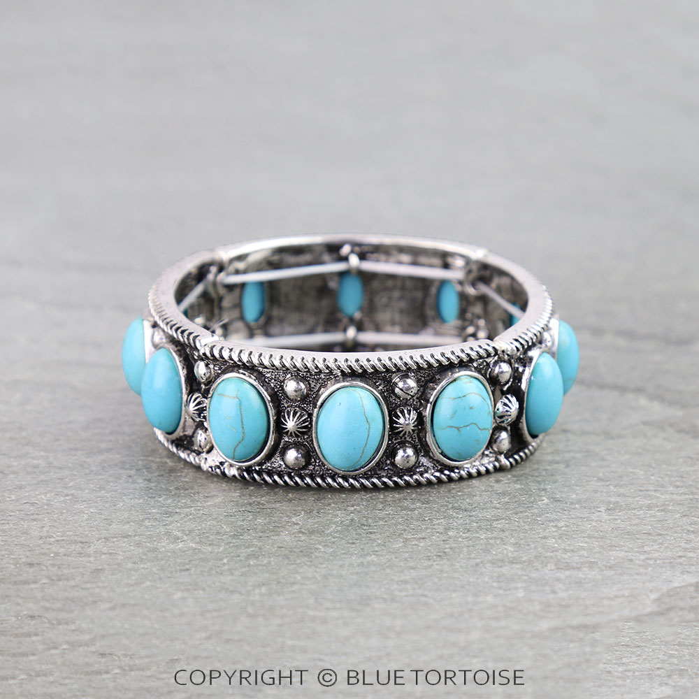 Western TXR Oval Stone Stretch Bracelet