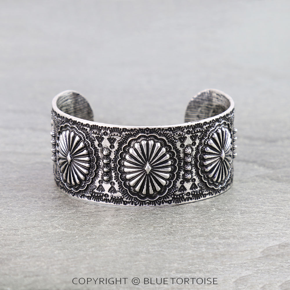 Western Engraved Concho Cuff Bracelet