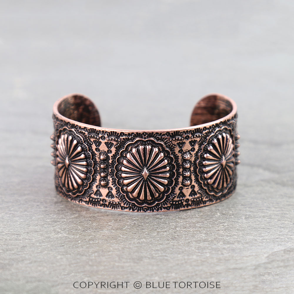 Western Engraved Concho Cuff Bracelet