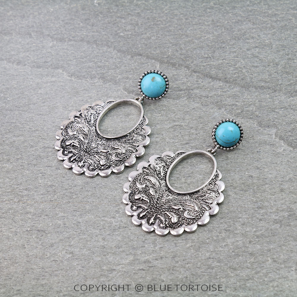 Western Design Stone Stud Earrings