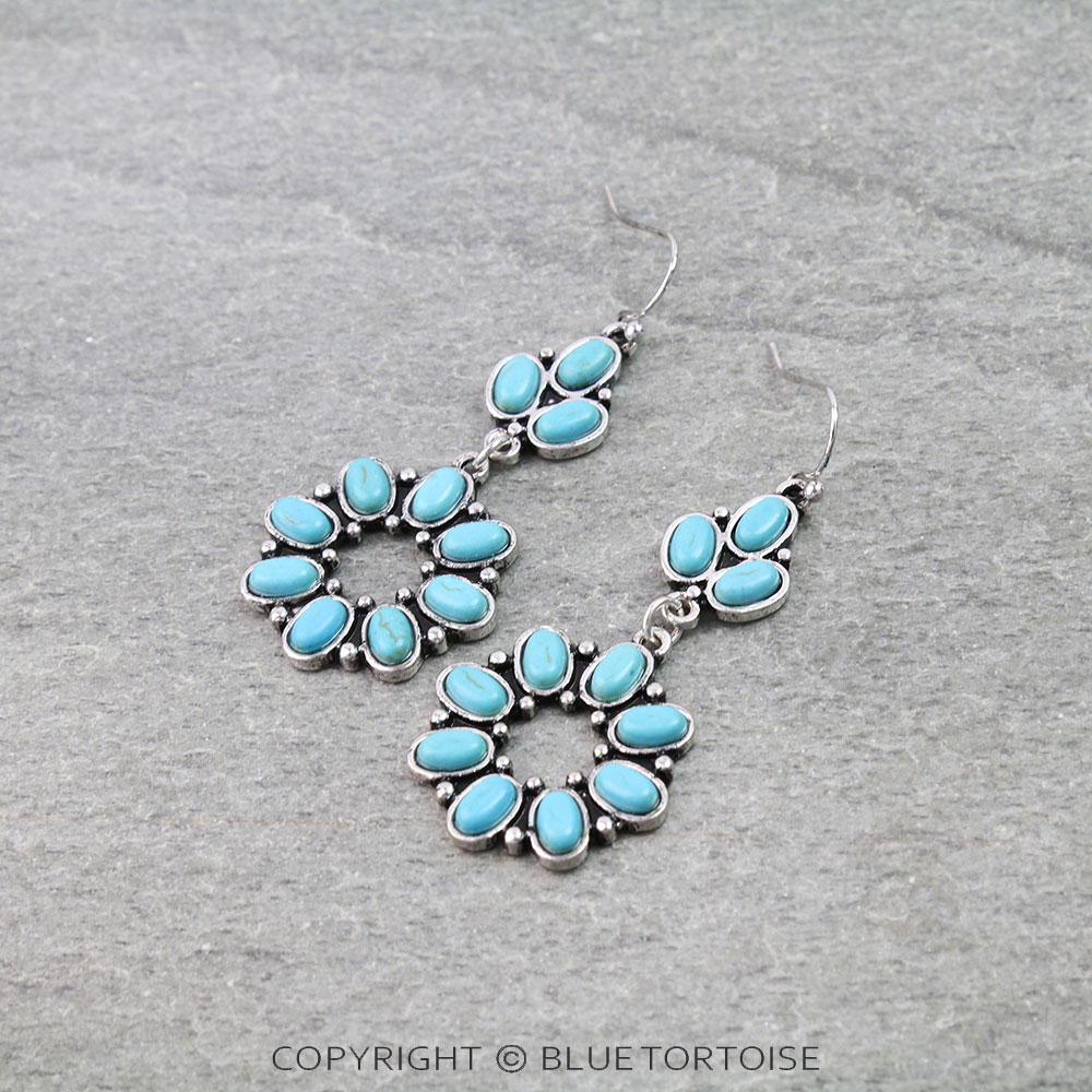 Western Flower Stone Dangle Earrings