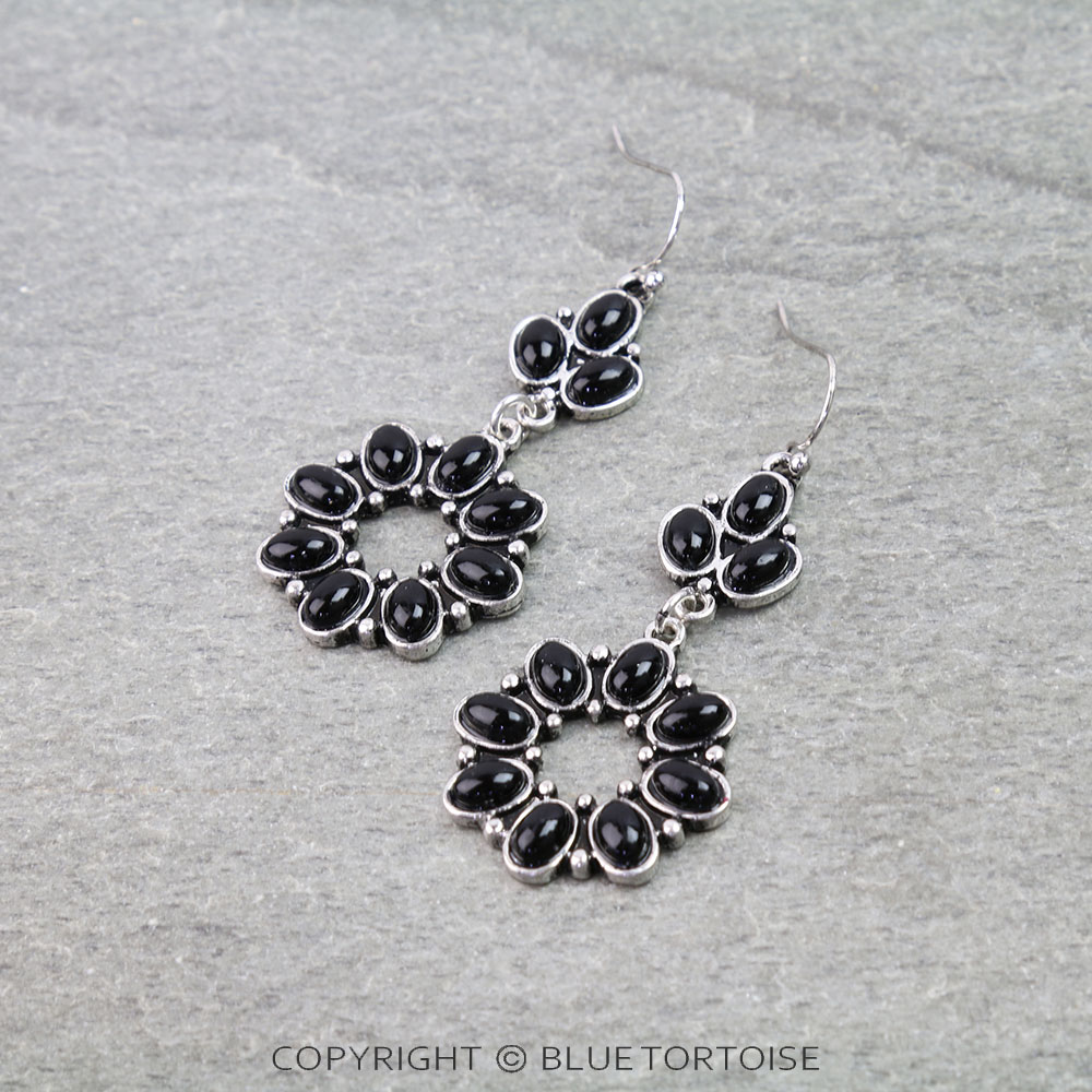 Western Flower Stone Dangle Earrings