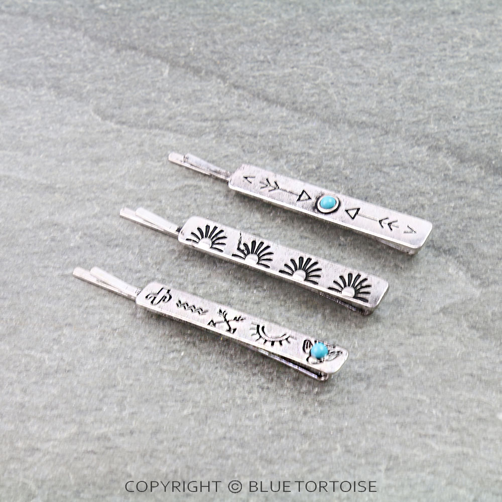 Western Navajo Style Etched Hair Pins