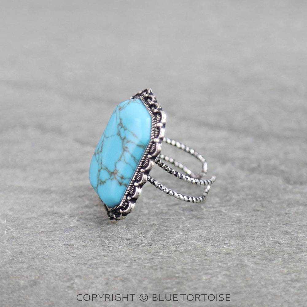 Western Rectangle Stone Cuff Ring - Image 2