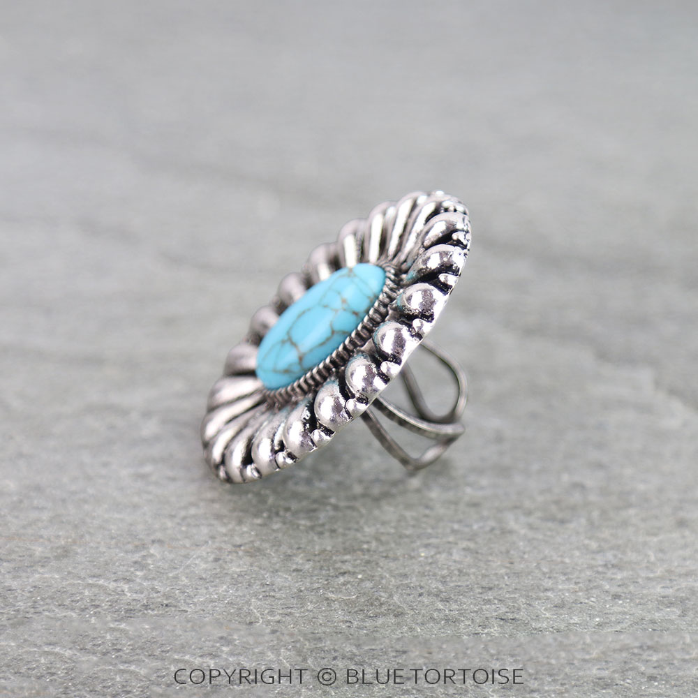Western Concho Stone Cuff Ring - Image 2
