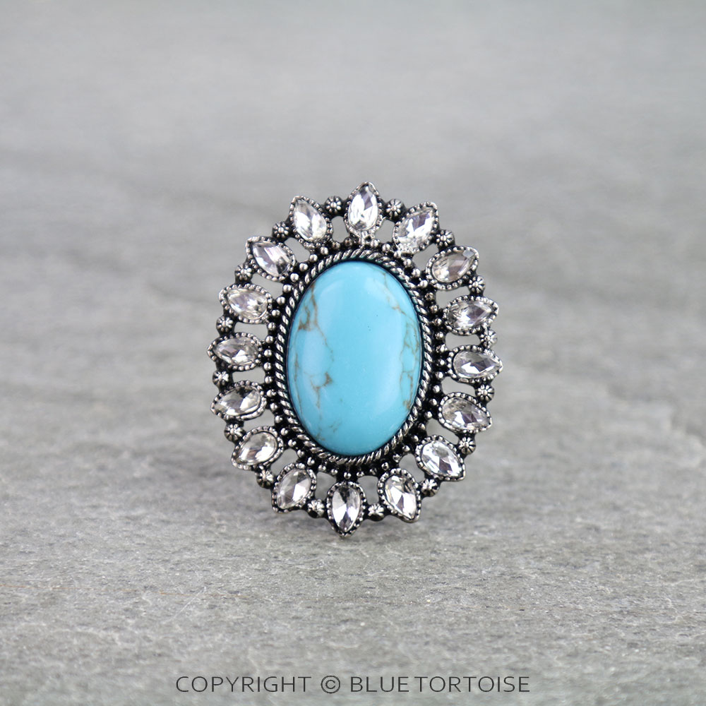 Western Concho Stone Cuff Ring
