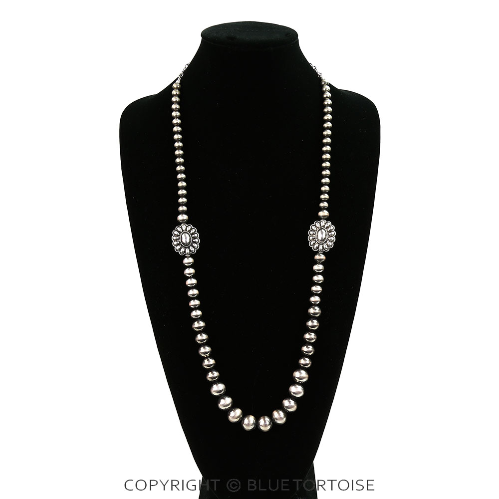 Western Navajo Style Pearl Concho Necklace - Image 3