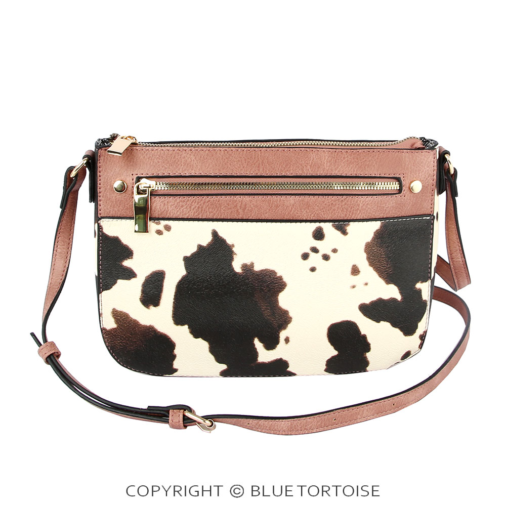 Cow Printed Faux Leather Crossbody Bag – Bluetortoisewholesale