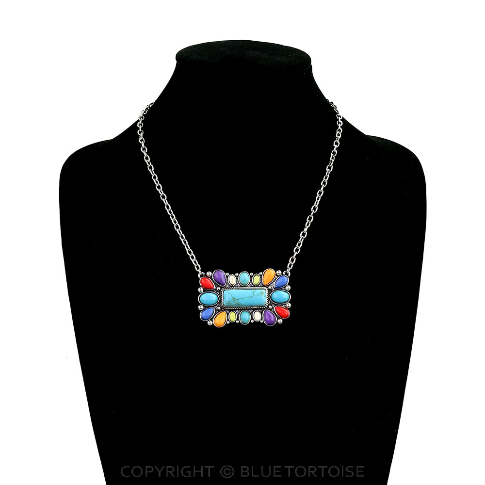 Western Hand Stone Concho Necklace - Image 2