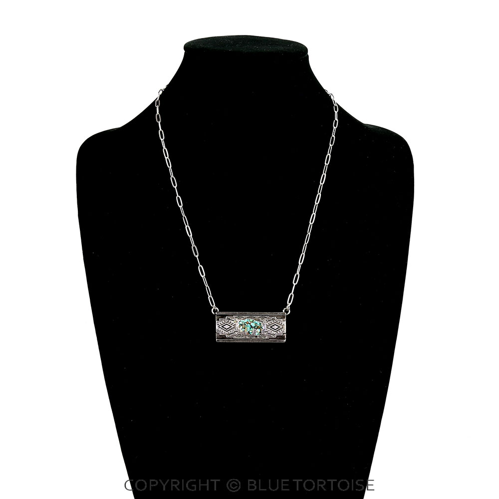 Western Buffalo Chip Stone Bar Necklace - Image 2