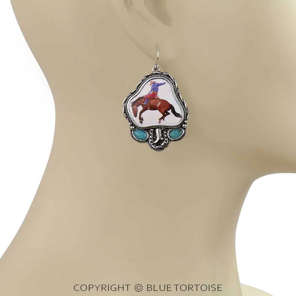 Western Rodeo Print Dangle Earrings - Image 2