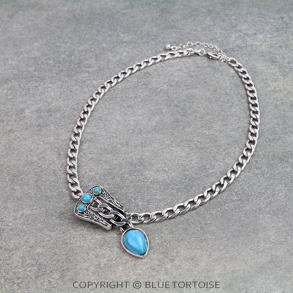 Western Belt Buckle Chain Necklace