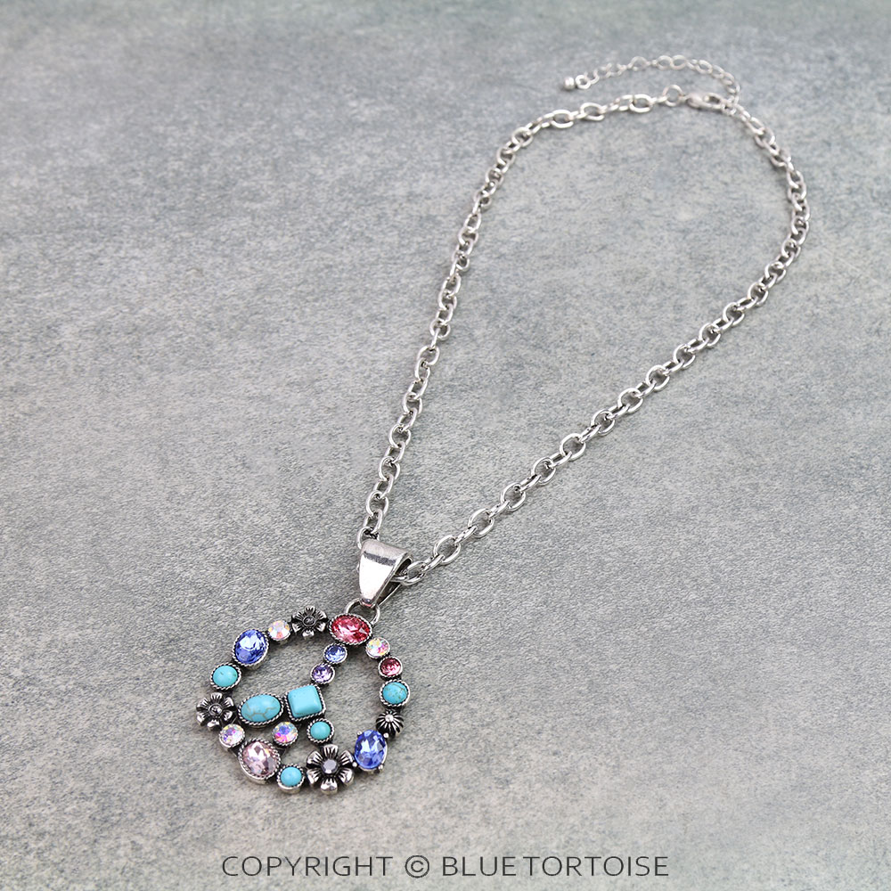 Western Peace Sign Stone Necklace