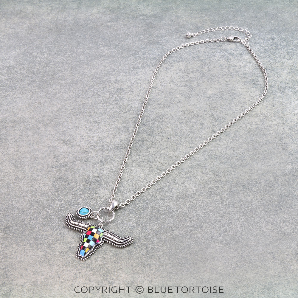 Western Steer Head Print Necklace