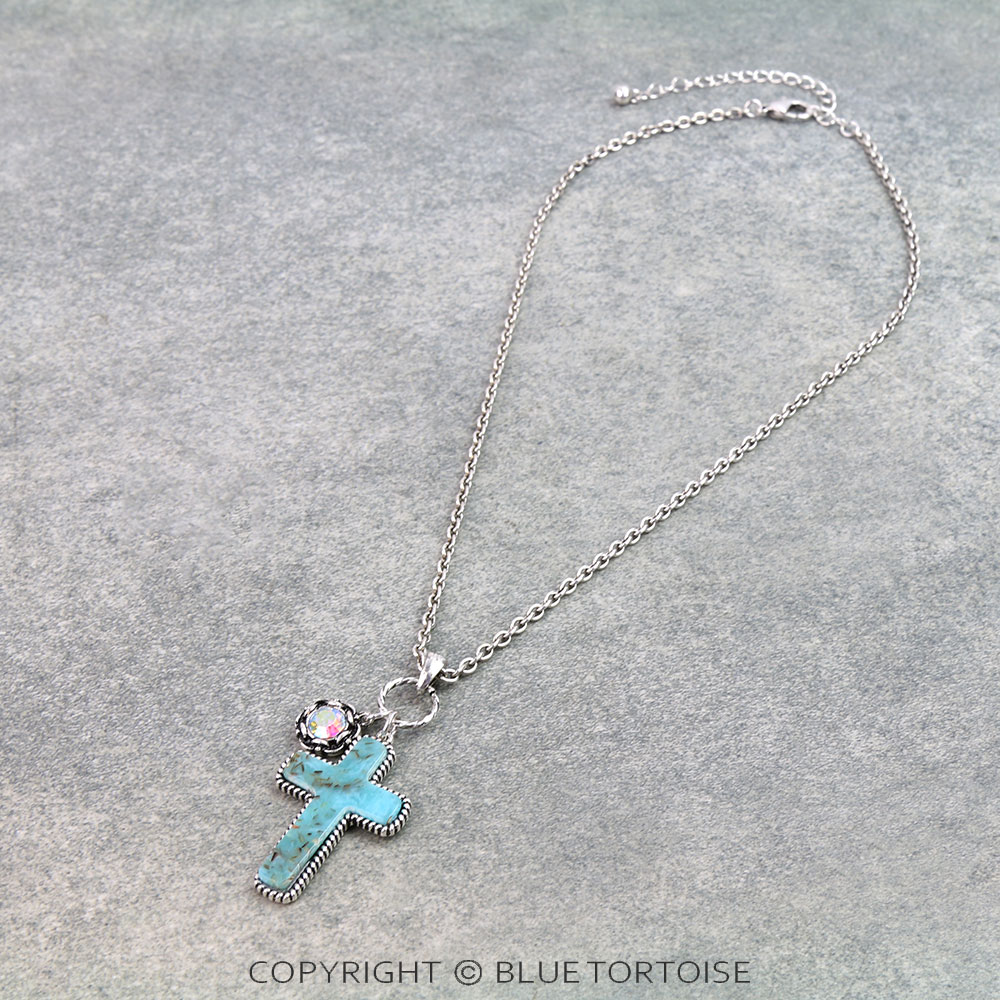 Western Cross Stone Necklace