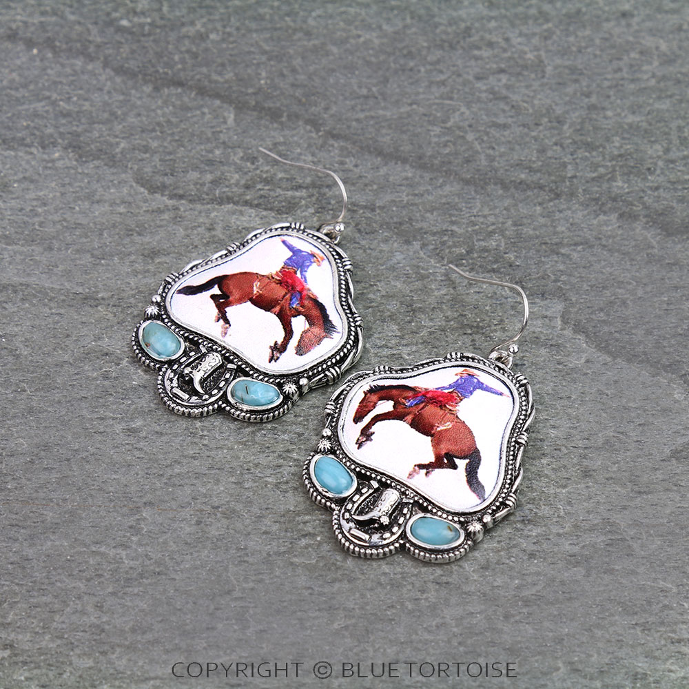 Western Rodeo Print Dangle Earrings