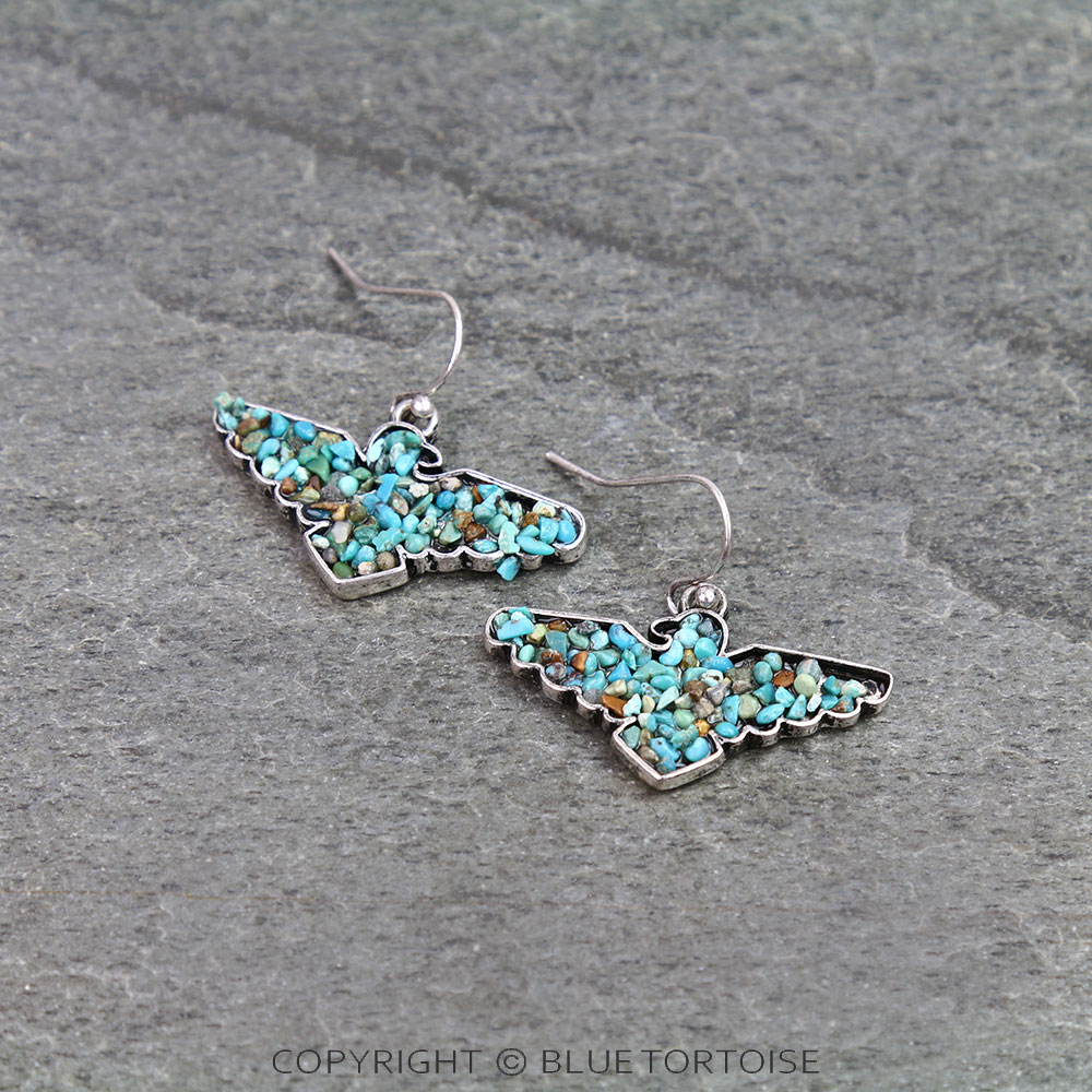 Western Thunderbird Chip Stone Dangle Earrings