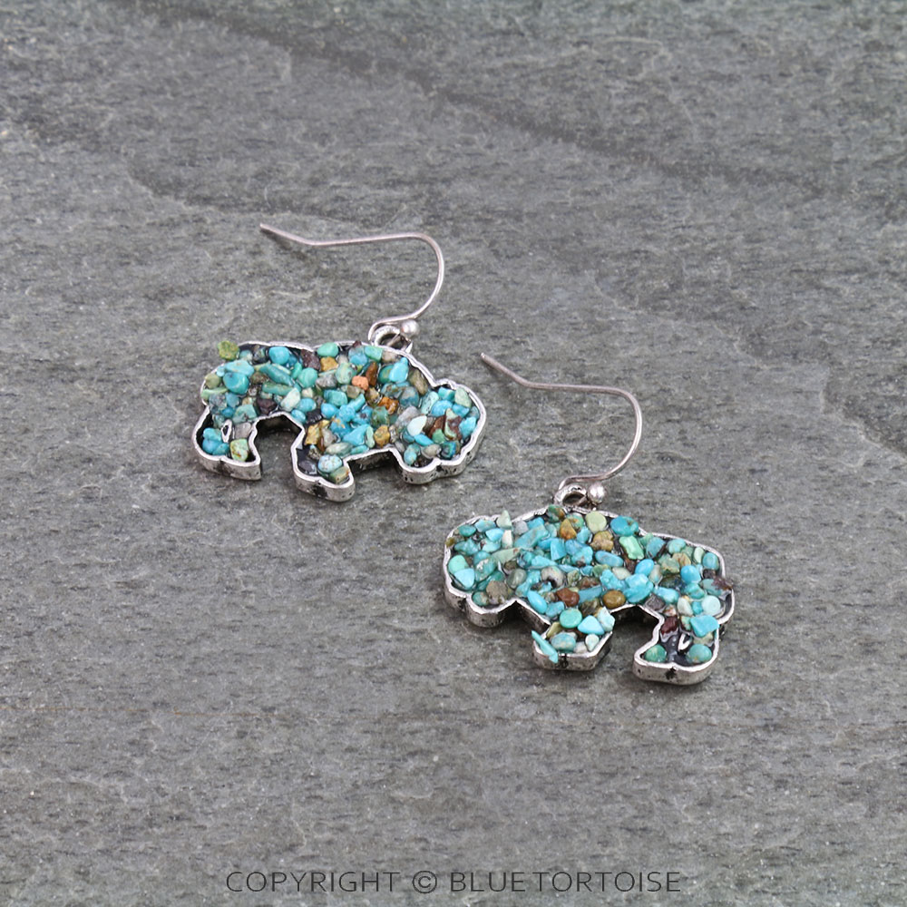 Western Buffalo Chip Stone Dangle Earrings
