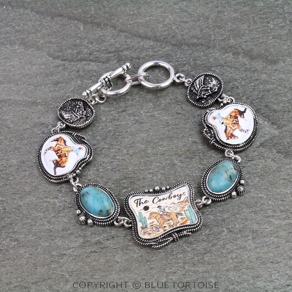 Western Cowboy Print Toggle Bracelet