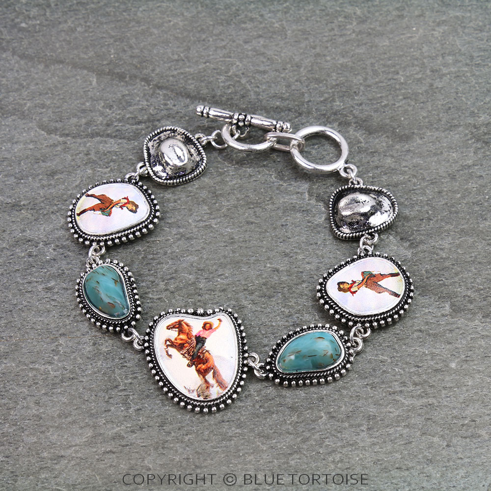 Western Cowgirl Print Toggle Bracelet