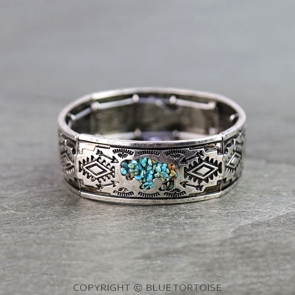 Western Buffalo Chip Stone Stretch Bracelet