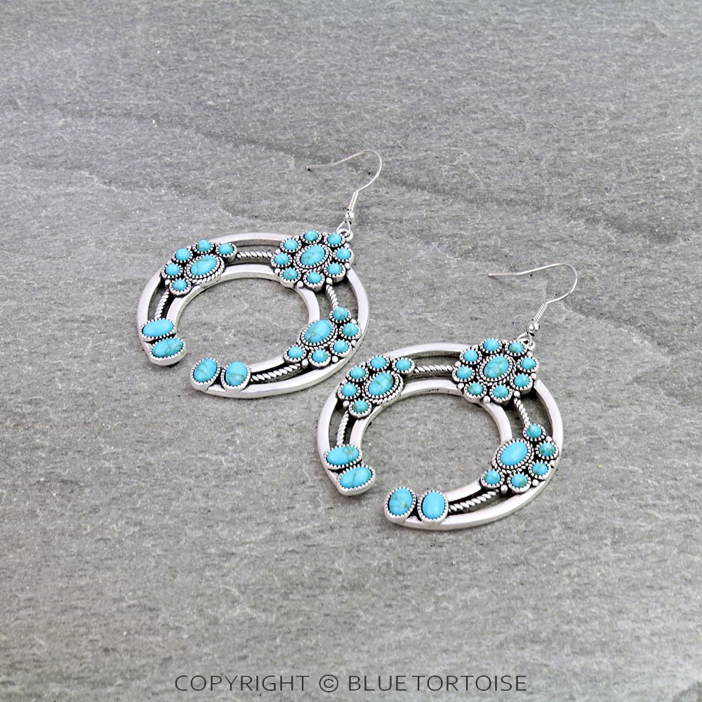 Superior Western Squash Blossom Concho Dangle Earrings