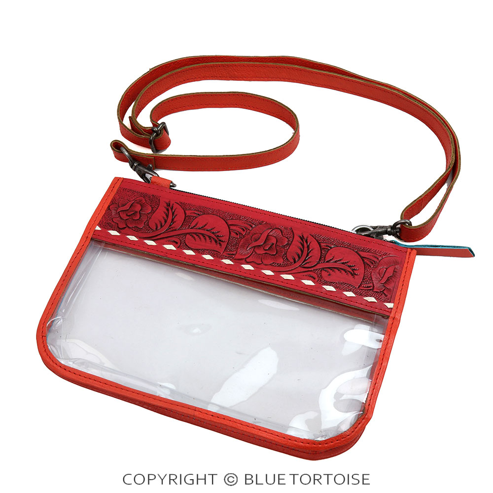 Handmade Western Genuine Leather Clear Crossbody Bag