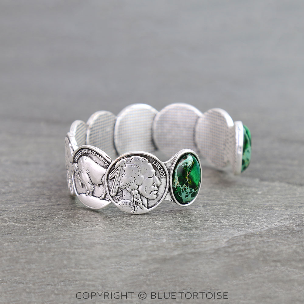 Superior Buffalo and Indian Head Coin Cuff Bracelet