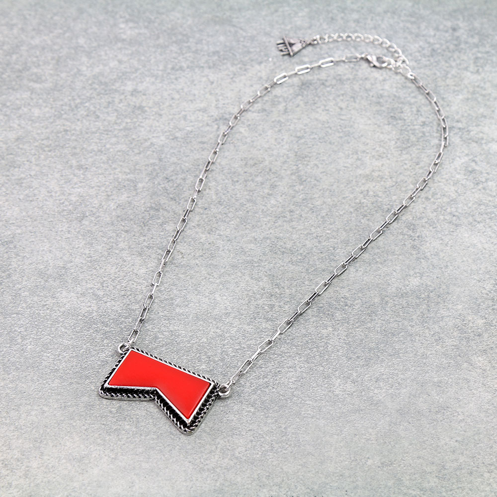 Western Red Geometric Necklace