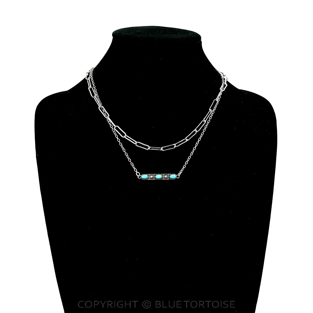 2 Row Western Style Bar Chain Necklace - Image 2