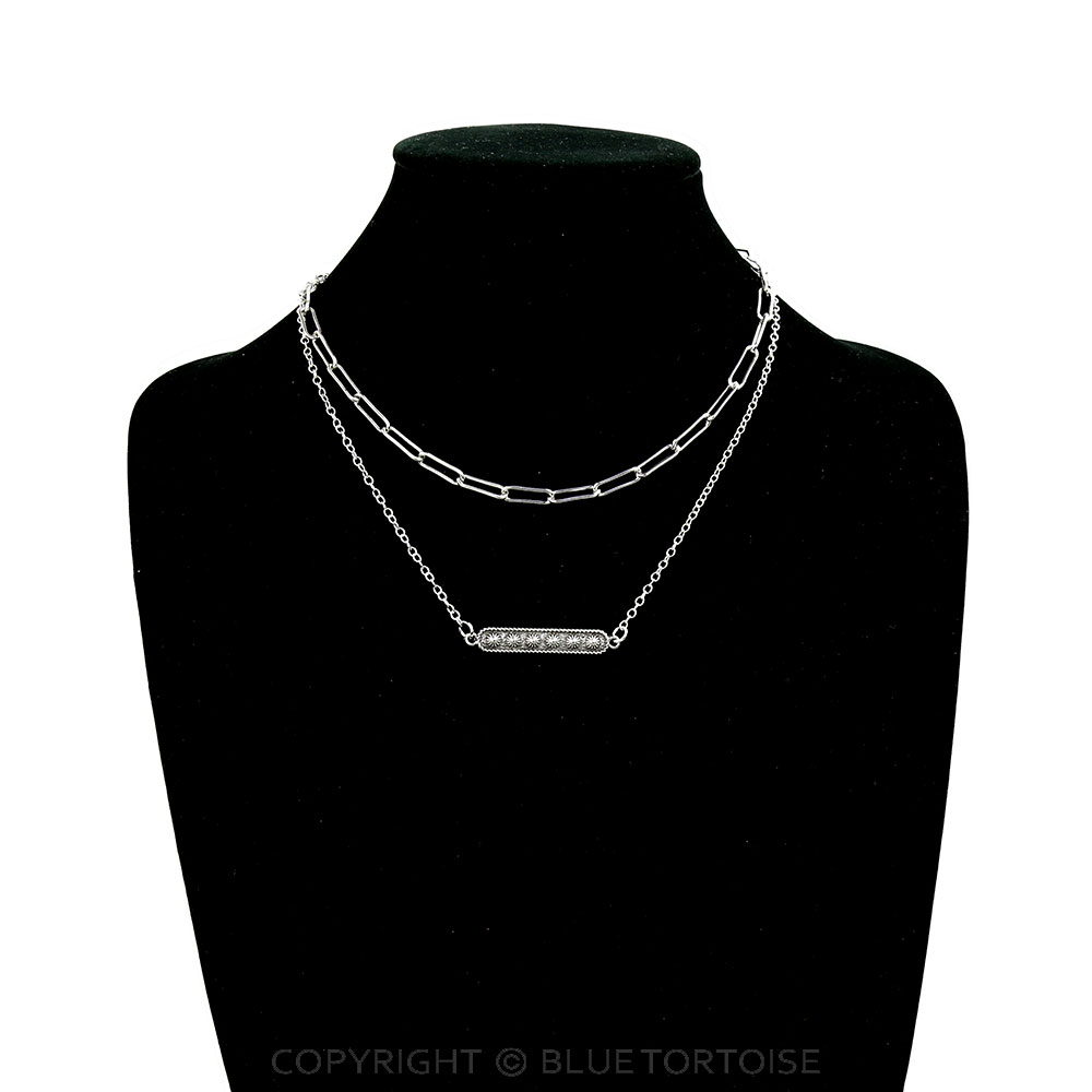 2 Row Western Style Bar Chain Necklace - Image 2