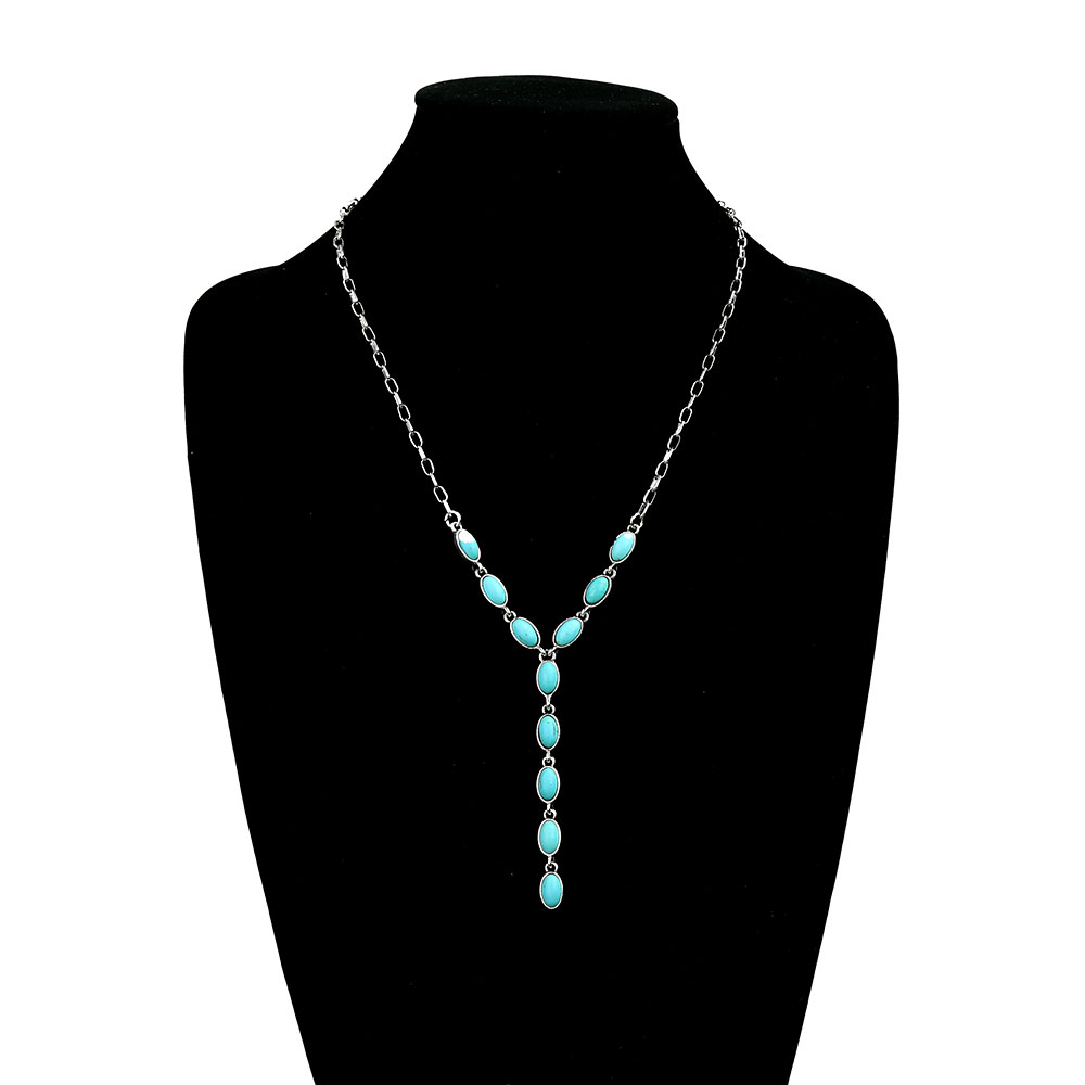 Western Oval Stone Y Necklace - Image 2