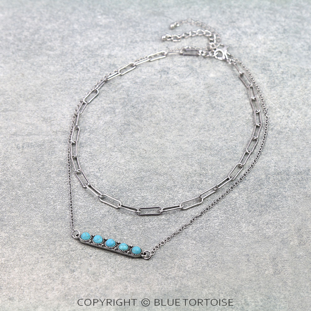 2 Row Western Style Bar Chain Necklace