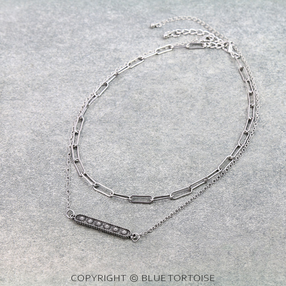 2 Row Western Style Bar Chain Necklace