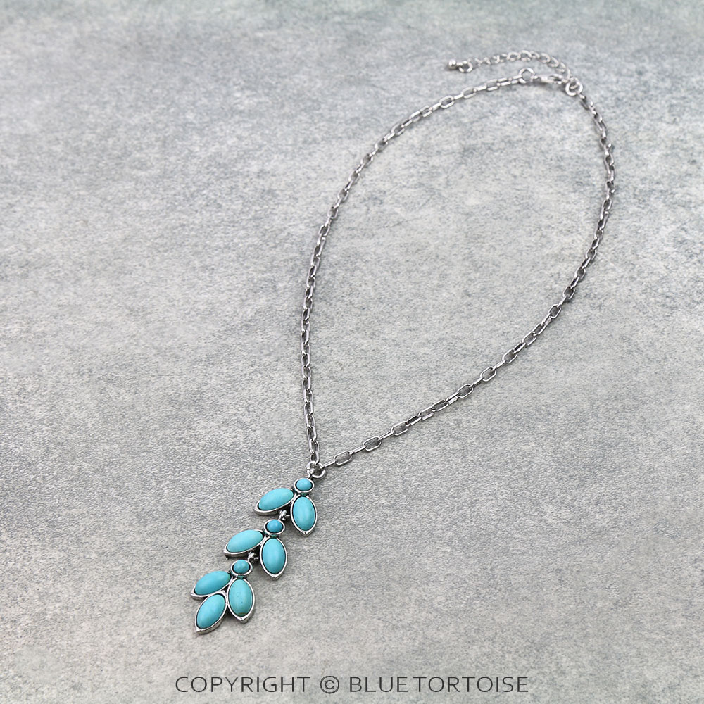 Western Oval Stone Drop Necklace