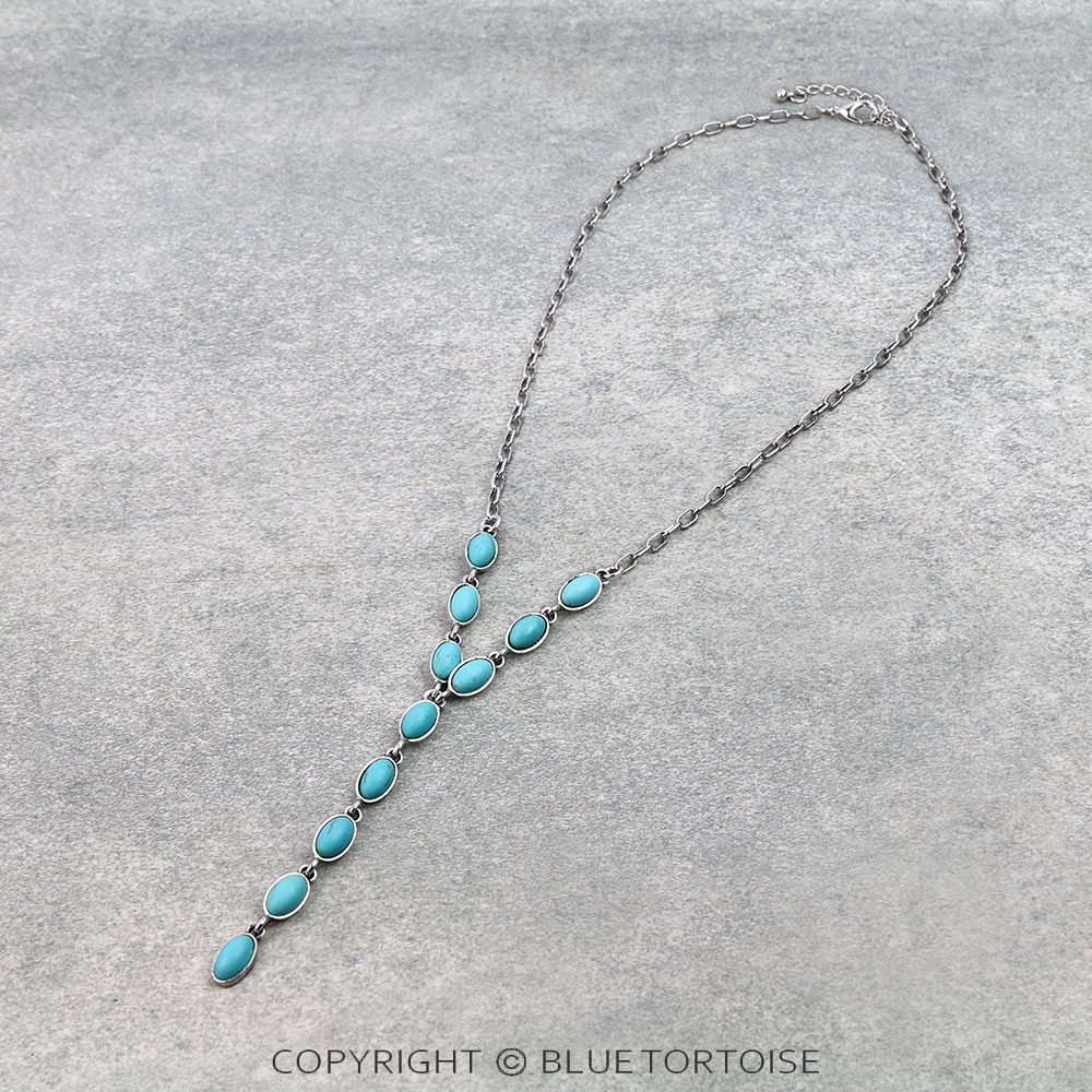 Western Oval Stone Y Necklace