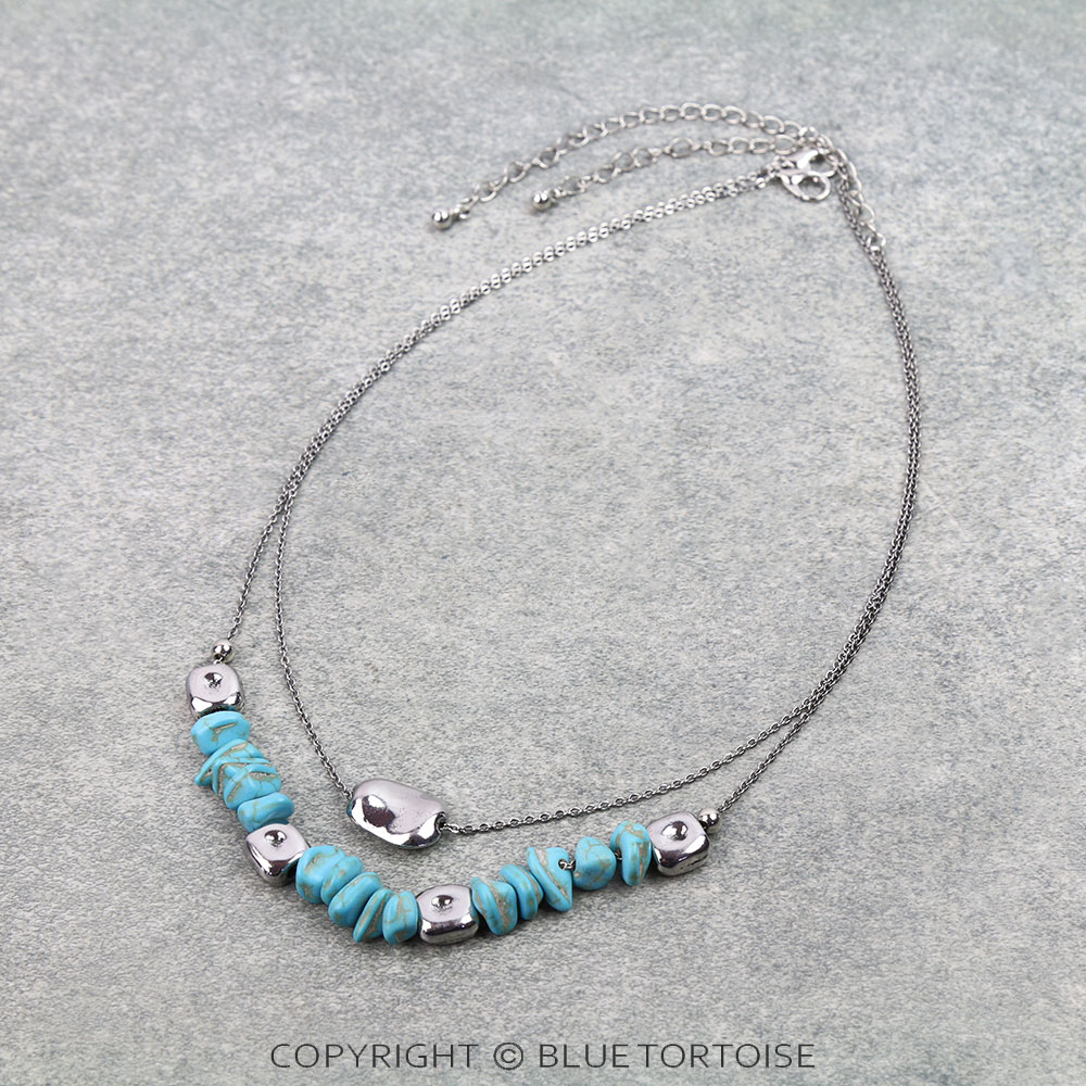 2 Row Western Style Chip stone Necklace